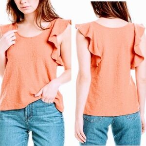 NWT Madewell Ruffle Tank Top Peach Cotton